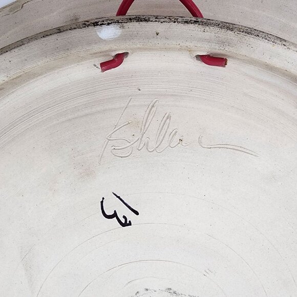 Large Crystalline Glaze Pottery Charger Plate Wall Hanging - Picture 3 of 4